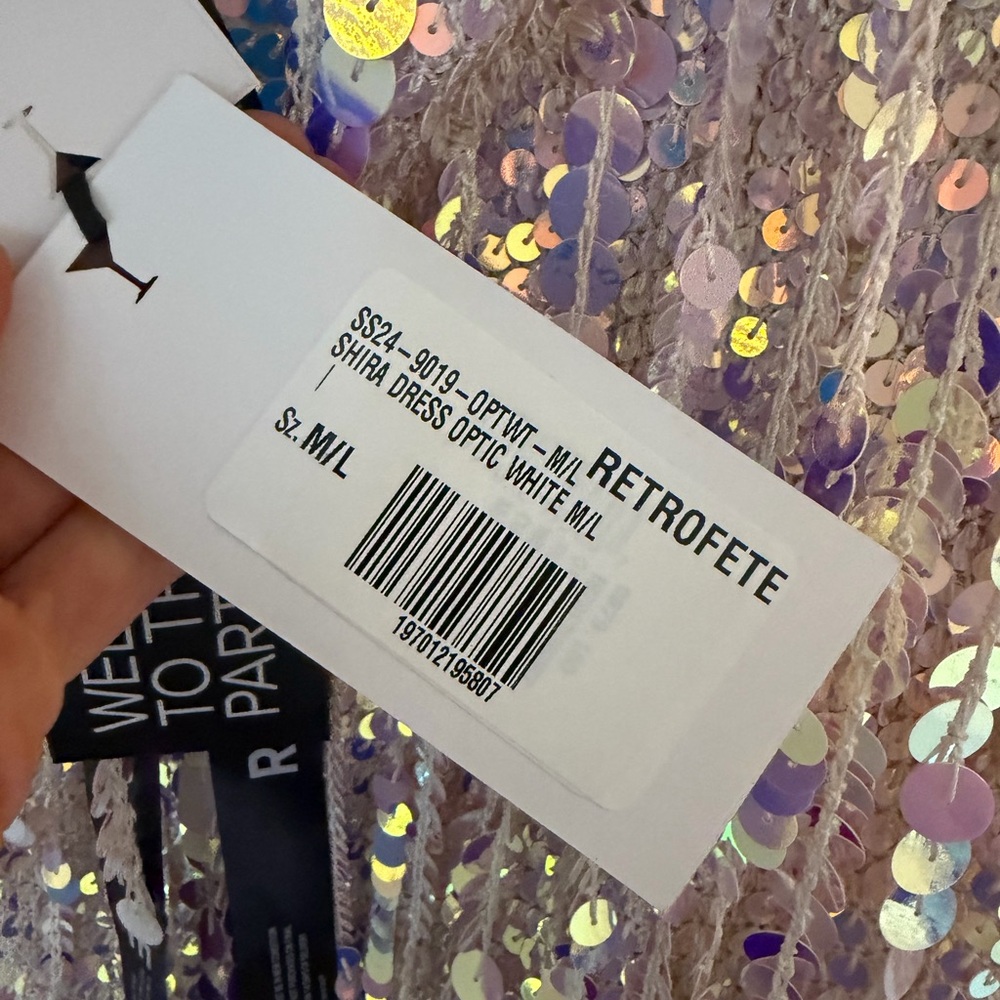 Retrofete Strapless Sequin Fringe Mini Dress in Iridescent Lilac and Blue - Picture 10 of 12